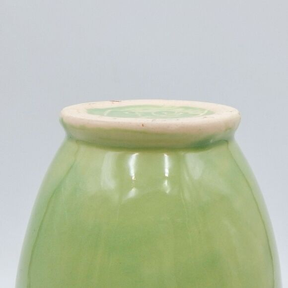 McCoy Pottery Green Leaf Embossed Handled Urn Vase 1940s Early Pastels 8.5 Inch - Picture 10 of 10